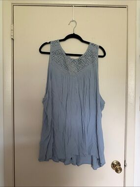 torrid Light Blue Crochet Yoke Tank Top